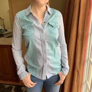 Green wash denim shirt